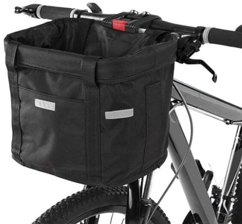 ASIAD Schwarz, Fahrradkorb, Faltbar Fahrrad vorne Korb, mit Lenkeradapter und Kabellbinder,Abnehmbare Lenkerkorb Tasche für Kleiner Hund-Einkaufen-Reisen-Picknick