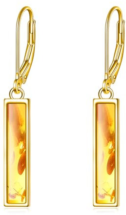 YFN Bernstein Bar Ohrringe für Frauen Sterling Silber Leverback Ohrringe Larimar Schmuck Geschenk(amber)