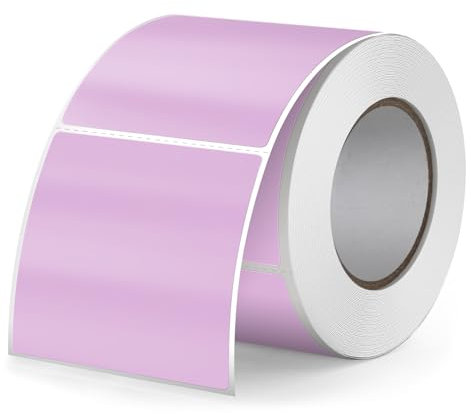 FINDAT Violett Thermo-Etiketten 50 x 50 mm Vinyl Rolle Selbstklebende Thermo-Aufkleber Wasserdichtes Quadratische Drucker-Etiketten für Büro DIY Design Barcode Versand 500 Stück Purple