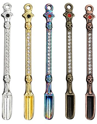 CANGCANG 5PCS Metal Measuring Spoons, Mini Shovel Spoon Metal, Necklace Tiny Salt Spoon Power Scoop Tableware to Carry for Filling Salt Spices