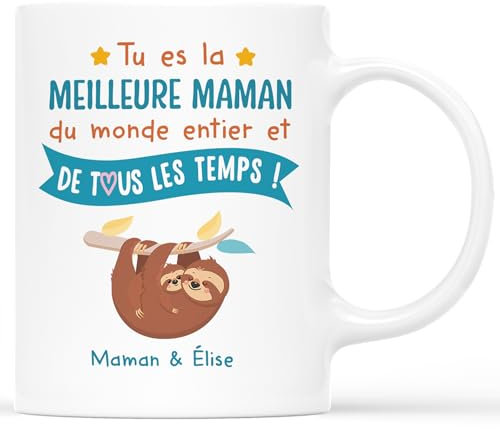 𝗖𝗔𝗗𝗘𝗔𝗨 𝗣𝗟𝗨𝗦 Mug Personnalisé Prénom - Meilleure Maman Du Monde Entier - Cadeau Maman Personnalisé, Cadeau Personnalisé Maman, Tasse Personnalisé Maman, Mug Pour Maman, Tasse pour Maman