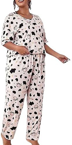 Hkdjaess Pyjama Femme Pantalon Ensemble Boutonnée Sexy Pyjama Femme Pas Cher Col Rond Haut À Manches Courtes Et Pantalon Deux Pièces Sexy Loungewear Vêtements De Nuit Leger