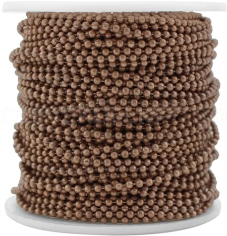 CleverDelights Kugelkette, 2,0 mm, Antik-Kupfer-Farbe, 9,2 m, Bulk-Spule