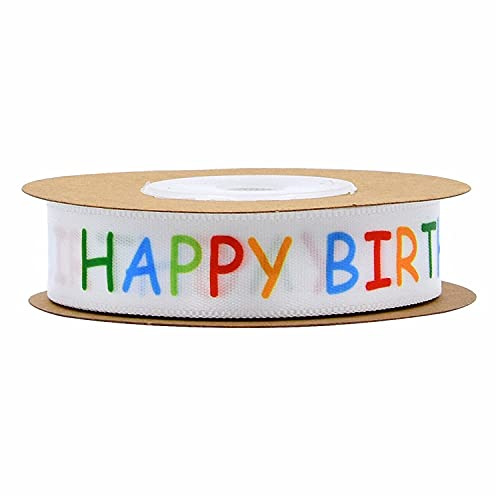 Damaiyyy Geschenkband,Präsent Ribbons 10 Yard 15 mm Geschenkband Satinband mit Happy Birthday für Geschenkpapier Nach Hause Dekorative Karte Machen Handwerk Scrapbooking