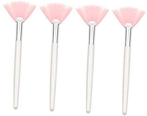 MUSISALY 4pcs Pink Fan Makeup Brushes Long Handle Facial Powder Foundation Applicators Women’s Makeup Tools for Diy Face Mask Application