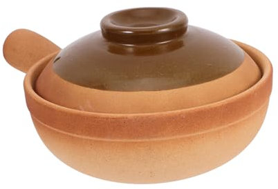 OKUMEYR Cazuela De Barro Tradicional Con Tapa y Asa Olla Para Estofados y Gachas Para Cocción Cocina De Inducción y Uso Doméstico