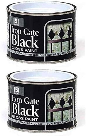 GSV Essentials 2x Iron Gate Black Gloss Paint, Tough & Durable Finish, Long Lasting Performance, Non-Cracking, Fast Drying, Ideal Use For Wood And Metal, Gate Surfaces, 180ml