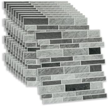 Fantasnight Tile Stickers Grey 30.5 x 30.5cm 10pcs, Marble Self Adhesive Stick on Wall Tiles Vinyl Peel and Stick Waterproof for Backsplash Kitchen Bathroom