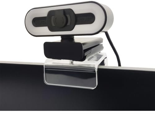 HTLAKIKJ Webcam Mount for Monitor, Compatible with Logitech and other Webcams with 1/4'' Thread, Acrylic Clear Mount on Monitor or Laptop Won't Blcok Screen, Adjustable Mount Fit All Thickness Monitor