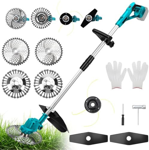 Débroussailleuse compatible avec Makita 18 V, avec brosse désherbante et lame