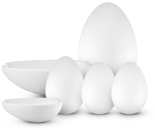 Netuno 4 Stück Styroporeier 1x30cm 1x20cm 2x18cm Set Eierset Eier aus Styropor weiß Deko-Styroporeier Ostereier ideal für Ostern Dekoration Basteln Modellierung als Geschenk Verschiedene Größe
