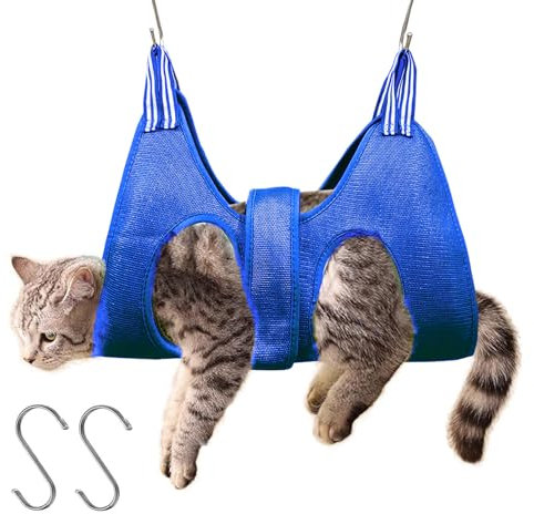 GIEEU Dog Grooming Hammock,Pet Nail Trimming Hammock,Dog Hanging Harness for Nail Clipping,Pet Grooming Sling Helper Kit for Dog and Cat (with 2 Hooks