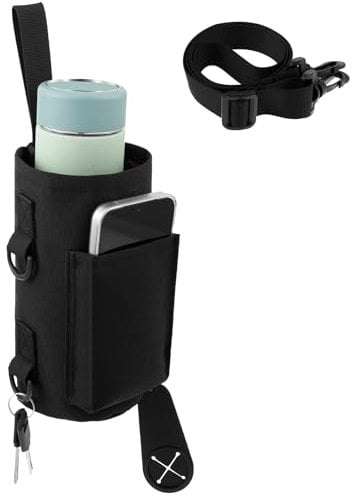 GWCYMYD Magnetic Gym Bag Water Bottle Carrier Holder with Phone Holder Oxford Fabric Fitness Magnetic Water Bottle Bag Magnetic Bottles Sleeve for Men Women (Black)