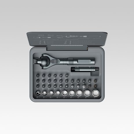 ATuMan RS2 40 In 1 Set Cacciaviti, Set Cacciaviti a Cricchetto Multifunzione con S2 Punte Magnetico Intercambiabili Kit Attrezzi Cricchetto 1/4 con 45 Denti per Elettronica/Riparazione/Fai Da Te