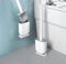 Toilet Brush, 2 Pack Bathroom Silicone Toilet Brushes and Holder Sets with No-Slip Long Plastic Handle and Soft Flexible Bristles, Toilet Brushes with holders and Base for Anti-drip (White)