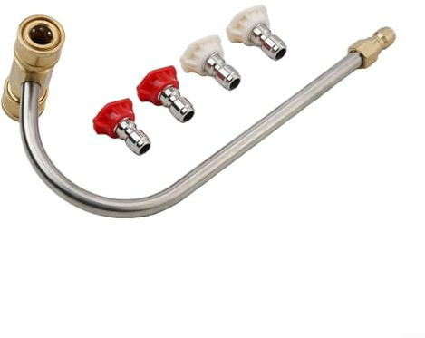 Pressure Washer Gutter Cleaner Attachment,With 4 Nozzle Tips High Pressure Extension Rod 4000 PSI,Compatible With 1 4 Inch Quick Connect