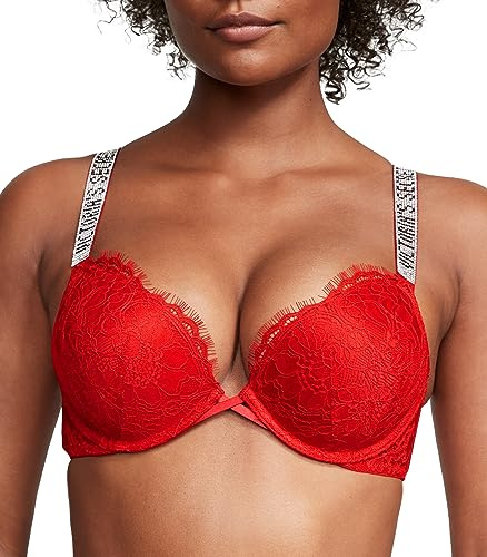Victoria's Secret Vrysxy - Reggiseno Push-up da Donna con Cinturino in Pizzo Lucido