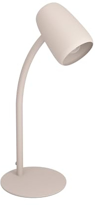 Eglo Bedside Table lamp Carlo, Office Desk Light with Flexible arm | living room and bedroom lighting for reading, sand beige metal, E14 socket