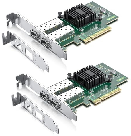 10Gtek 10Gb PCI-E NIC Network Card,Dual SFP+ Port,with 82599ES Controller,PCI Express Ethernet LAN Adapter Support Windows Server/Linux/VMware,Compare to X520-DA2(E10G42BTDA),2-Pack