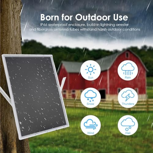 ZASCHMOY Amplificador de Señal de Extensor WiFi Solar de 15 W, 328.1 Pies de Largo Alcance para Exteriores, Recargable de 20000 MAh, Admite 15 Dispositivos para Uso en Campamentos y Vehículos