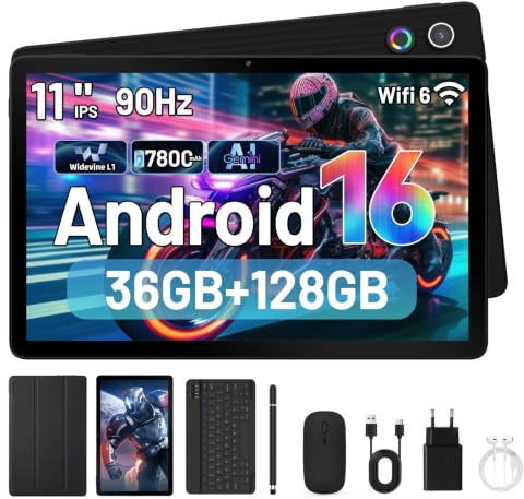 Gleeso Tablet 11 Inch Android 16 Tablet, Gemini AI Tablet with Keyboard 36GB RAM 2TB Expand, Android Tablets with Octa-Core, 7800mAh, 2 in 1 Tablets Portable Laptop for Students & Business