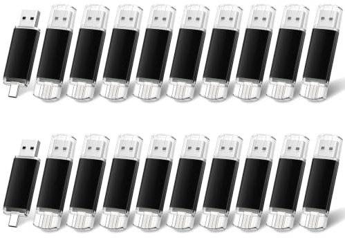 Aretop Chiavetta USB C da 32 GB, confezione da 20 unità flash di tipo C + USB A Thumb Drive 2 in 1 per iPhone 15/16, telefoni Android, tablet, Mac, computer (32 GB, 20 confezioni)