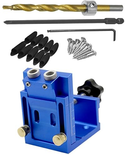 iplusmile Dima per Foratura Angolata Pocket Hole in Lega di Alluminio, Blu, 15°, Campo di Serraggio 1-38mm, per Tavole di Legno e Mobili, Foratura Rapida e Precisa Colore Colore Casuale