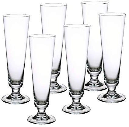 CRISTALICA Bierglas 6er-Set Biertulpe Pilsglas Kelch Riesa 250 ml Glas transparent