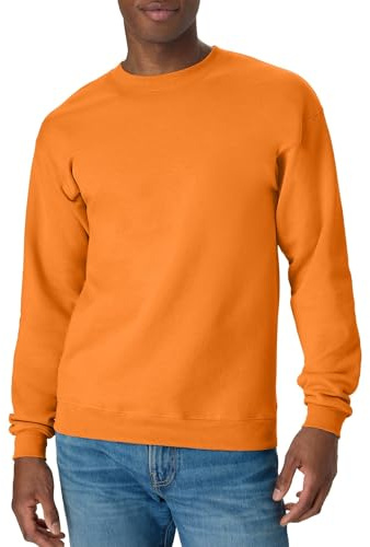 Hanes Men's EcoSmart Fleece, Pullover Crewneck Sweatshirt, 1 Or 2 Pack, Safety Orange-1 Pack, XXL