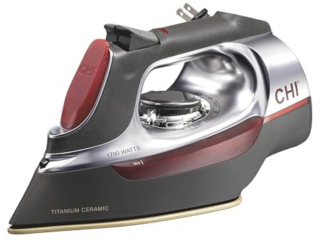 CHI (13106 Steam Iron With Retractable Cord Titanium Infused Ceramic Soleplate & Over 400 Steam Holes Professional Grade