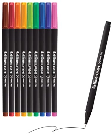 Artline Supreme Fineliner Stifte, 10er Pack, 0.4mm Filzstifte, Technische Zeichenstifte für Künstler, Designer & Illustratoren, Kunststifte mit wasserbasierter Tinte - Artline Fineliner Stifte