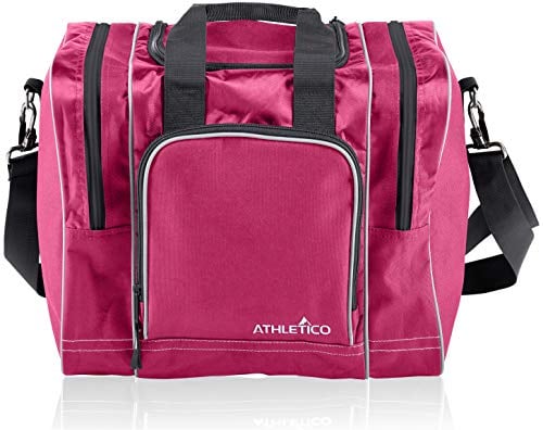 Athletico Bowling Bag für Single Ball - Single Ball Einkaufstasche mit gepolstertem Ballhalter - Für ein Paar Bowlingschuhe bis Herrengröße 14 (Rosa)