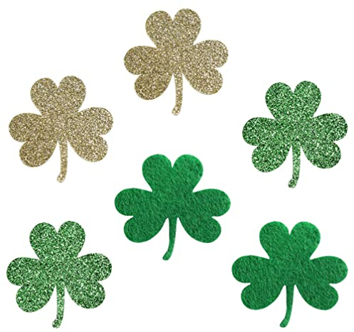Amosfun Aufnäher, vierblättriges Kleeblatt, nassklebend, für Kleidungsstücke, Nähzubehör, St. Patrick's Day Geschenke, 6 Stück