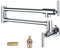 WOWOW Pot Filler Faucet Chrome Commercial Wall Mount Stove Faucet, Brass Pot Filler Folding Faucet Over Stove, Kitchen Pot Faucet with Double Joint Swing Arms
