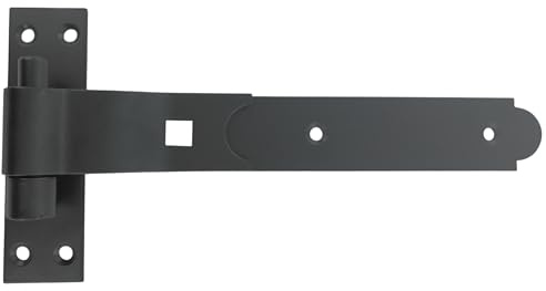 Merriway BH07123 Gate Hinge Heavy Duty Hook and Band Cranked Necked Black Epoxy 250mm (10 Inch)