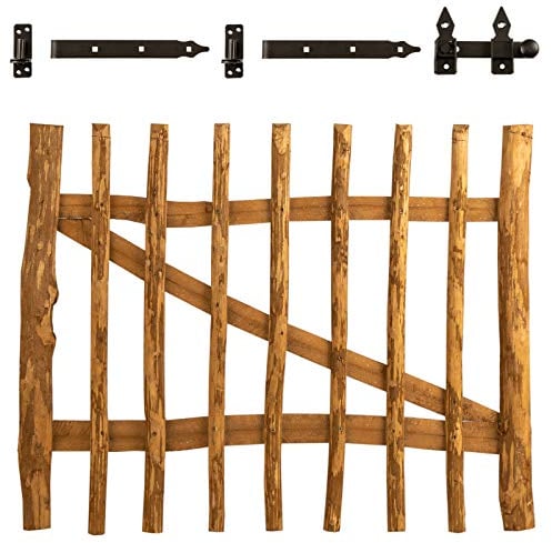 BooGardi Gartentor Holz imprägniert in 14 Größen · 120 cm hoch · 100 cm breit · 7·9 cm Lattenabstand · Haselnuss Bauerntor/Zauntor für Staketenzaun