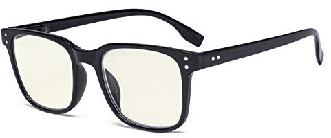 Eyekepper Large Blue Light Filter Glasses Men Women - Square Computer Reading Glasses Blocking UV Rays Anti Screen Glare - Black +0.75