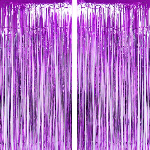 Lilafarbene Lametta-Fransenvorhänge für Hochzeit, Junggesellinnenabschied, Verlobung, Jahrestag, Brautschmuck, Party, Fotohintergrund den ersten Geburtstag, Babyparty, Dekoration, Requisiten, 2 Stück