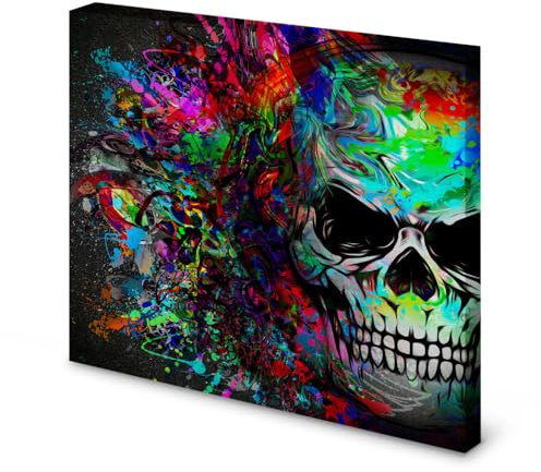Magnettafel Pinnwand Bild Totenkopf Graffiti bunt gekantet Größe 60 x 60 cm
