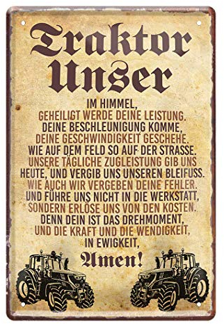 Traktor Unser - Retro Deko Blechschild - Metallschild für Schlepper, Bulldog, Trecker, Landmaschinen, Zugmaschinen, Ackergerät, Trekker Fans - Geschenk Landwirt Landwirtschaft Bauer Farmer - 20x30cm