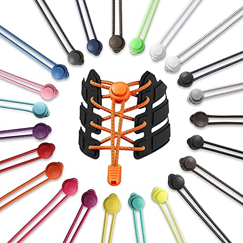 Elastische Schnürsenkel für Kinder und Erwachsene, kein Binden, Schnürsenkel, ohne Binden, LCAE Sneaker, Orange/Abendrot im Zickzackmuster (Sunset Chevron)