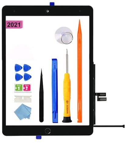 JPUNG Touchscreen Digitizer Per iPad 9 Display 2021 10.2 Pollici, Per A2602 A2603 A2604 A2605 Schermo tattile Frontale,con Home Buttone,include Strumenti di Riparazione