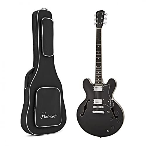 Hartwood Revival - Chitarra elettrica semiacustica con borsa da concerto | Due humbucker in stile vintage, inserti perlati sulla tastiera, ponte regolabile per accordatura stabile