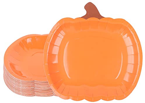 Augisteen 24 piatti di carta zucca autunnali piatti usa e getta 24 pollici raccolta del Ringraziamento arancione piatti per feste autunnali vacanze catering eventi bomboniere per feste da pranzo
