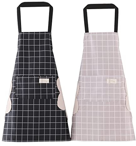 Delantal de Cocina de 2 Piezas para Hombres y Mujeres, Impermeable Con 2 Bolsillos, para Barbacoa