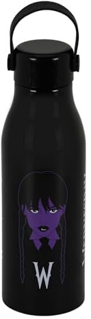 Wednesday Miércoles-Botella, 7 x 23.5 cm, Capacidad 700ml, Negro Braid