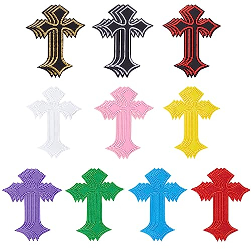 nbeads 30 Stück Kreuz Aufnäher, Bunte Bügeln Auf Nähen Auf Kreuz Applique Patches Reparatur Kleidung Bestickt Applique Patches Für Kleidung Kleid Hüte Jeans Taschen DIY Zubehör