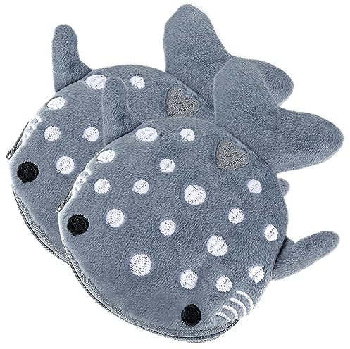 simarro 2Pcs Hai Plüsch Geldbörse, Kawaii Shark Zipper Wallet Portable Change Wallet Männer Frauen Kosmetik Schmuck Schlüsselhalter Kopfhörer Tasche Kleinteile Taschen (grau)