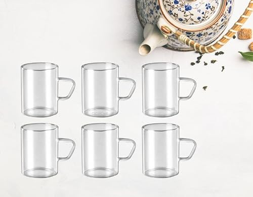 KAYA CAM HARMONY Dünne Teegläser Kaffeegläser mit Henkel Borosilikat Glas 6er Set