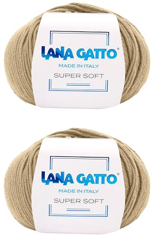 Strickgarn 100% reine Merino-Schurwolle Extra-Fine, line Super Soft von Lana Gatto Made in Italy, hochwertiges Garn zum Häkeln und Handstricken, 100g 250 Meter, (Kamel - 14202, 2)